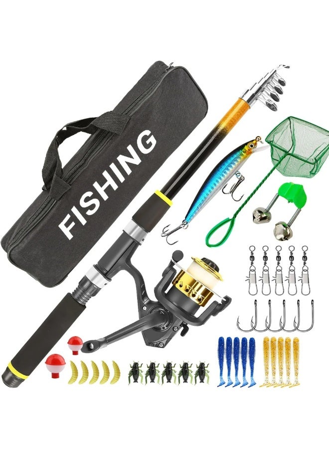 Bukela 2.1M Telescopic Fishing Rod And Spinning Reel Combo, Complete Fishing Kit With Fishing Bag, Lures Accessories, Portable Travel Fishing Pole Set For Freshwater Saltwater, Ideal Gifts For Men - Image 1